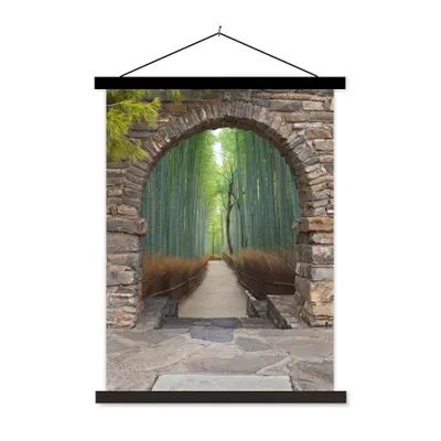 Produktbild von MuchoWow® Textilposter Bambus - Japanisch - Durchsichtig - Wald 60x80 cm mit schwarzem Rahmen - Plakathalter