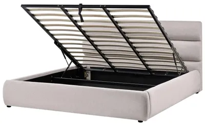 Obrázek produktu pro BELIANI Postel s úložným prostorem šedá látkové čalounění 180 x 200 cm rám postele s roštem moderní design ložnice
