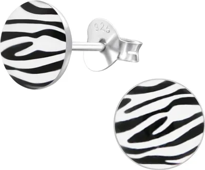 Produktbild von Ohrringe Ohrstecker 925 Sterling Silber mit Zebrastreifen