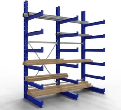 Produktbild von Kragarmregal TAURUS 500 einseitig Armlast 500kg | höhenverstellbare Kragarme | HxBxT 250x306x80cm | 6 Ebenen inkl. Fußebene | Enzianblau