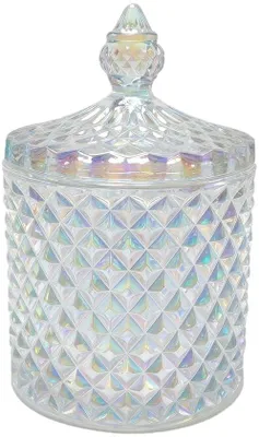 Produktbild von Kristallglas-Schüssel 10 oz - Dekel - Dekorative Süßigkeiten-Box - Zuckerbehälter - Umweltfreundlich - 8,3 x 8,3 x 14 cm