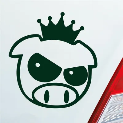 Produktbild von Auto Aufkleber Bad Pig Drift König Krone Schwein 10x11 cm Dunkelgrün Sticker Heckscheibenaufkleber