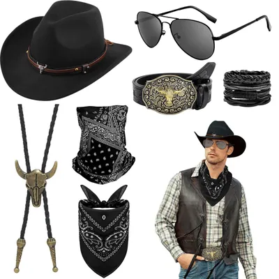 Produktbild von 7-teiliges Cowboy Kostüm Zubehör Set