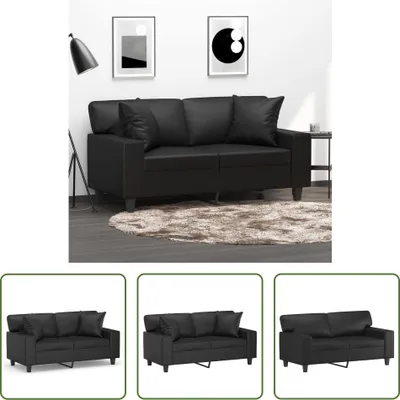 Produktbild von The Living Store 2-Sitzer-Sofa mit Zierkissen Schwarz 120 cm Kunstleder