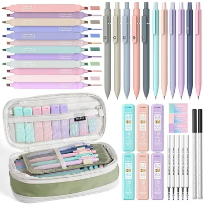 Produktbild von Schrein Set mit Federmäppchen, 12 Textmarker, 6 Druckbleistifte, 5 Gelstifte, 39 Teile