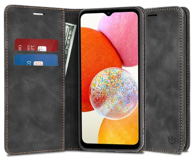 Produktbild von Techsuit Confy Book Wallet Klapphülle für Samsung Galaxy A14 4G/5G - Schwarz