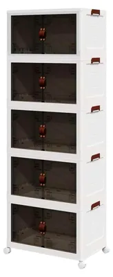 Produktbild von Stapelbare Aufbewahrungsbox mit Rädern 5-stöckig 75L 64x40x179cm aus Kunststoff