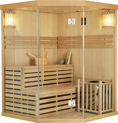 Zdjęcie produktu dla Sauna wewnętrzna Espoo 150 Premium 32009, 150 x 150 x 200 cm, 6 kW, piec do sauny Harvia, dla 3 osob