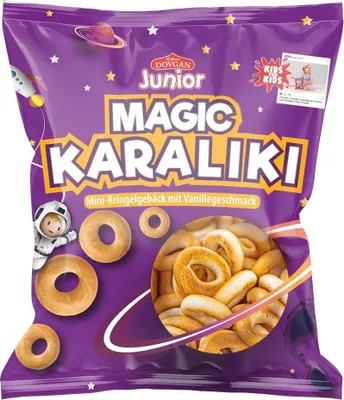 Produktbild von DOVGAN Junior Magic Karaliki Mini-Kringelgebäck mit Vanillegeschmack 150g