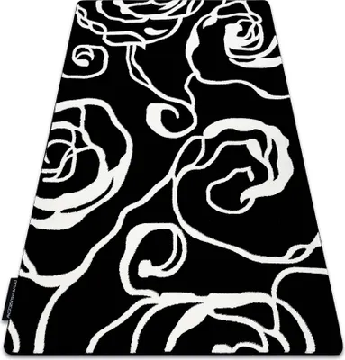 Zdjęcie produktu dla Dywan HAMPTON Rosa róża, kwiaty  czarny 80x150 cm