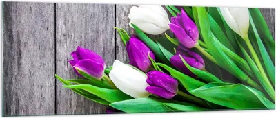 Produktbild von Bilder auf glas - Tulpen Holz Blumenstrauß Blumen - 140x50cm - Glasbilder - Wandbilder - Kunstdruck - zum Aufhängen bereit - Wanddekoration aus Glas - Glas Bilder - Wandbild auf Glas - GAB140x50-2833