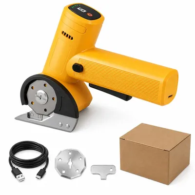 Produktbild von Akku Schere elektrisch, elektrische Stoffschere für Leder Karton und DIY, 25W Motor, 2600mAh Akku, LED Licht, 5 Stufen, mit Aufbewahrungstasche