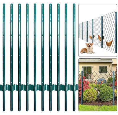 Produktbild von Zaunpfähle 91 cm, 10 Stück, U-Profil, Stahl, für Gartenzaun