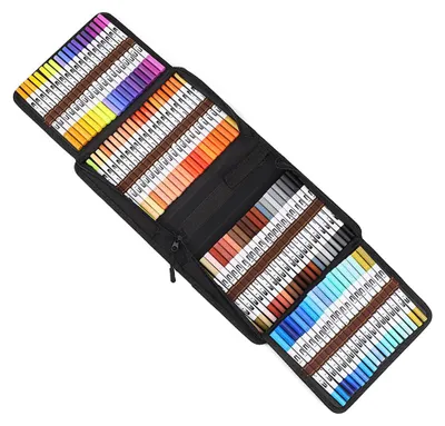Obrázek produktu pro Sada dvojitých štětcových fixů, 120 barev, fixy s tlustou a tenkou špičkou pro děti i dospělé, bullet journaling, ruční písmo, manga, mandaly, omalovánky, štětcové špičky a finelinery