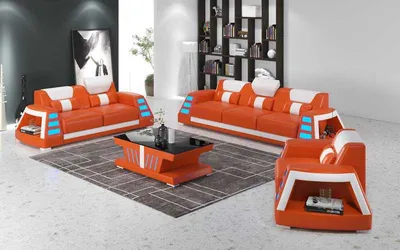 Produktbild von Sofagarnitur Komplette 3tlg Orange Set Sofas JVmoebel