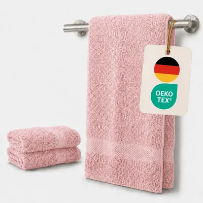 Produktbild von Komfortec 2er Handtuchset aus 100% Baumwolle, 2 Handtücher 50x100 cm Set, Frottee, Weich, Rosa
