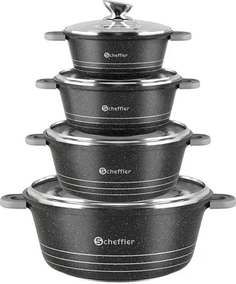 Produktbild von Famanu Kochgeschirrset Induktion 24-36 cm mit Glasdeckel und Antihaftbeschichtung