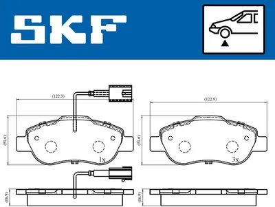 Immagine prodotto di Kit pastiglie freno anteriori SKF VKBP 80313 E, compatibili con: FIAT PANDA (169), FIAT 500 (312), FIAT 500 C (312), FIAT Panda (312, 319) e FORD KA (RU8)