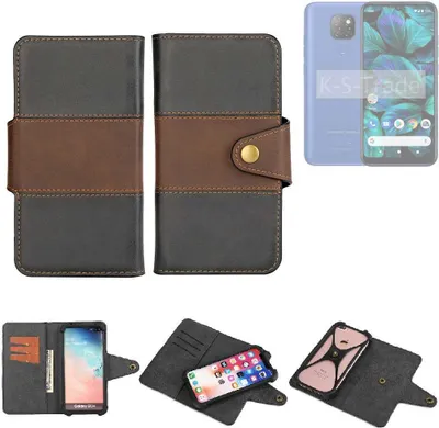Produktbild von K-S-Trade Handyhülle Schutzhülle Hülle Bookstyle Wallet-Case kompatibel mit General Mobile GM 20 Bumper Rundumschutz schwarz-braun 1x