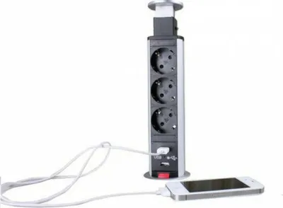 Produktbild von Einbausteckdose Tisch Möbel Küche Unterbau Steckdosenleiste Versenkbare 3/4 USB