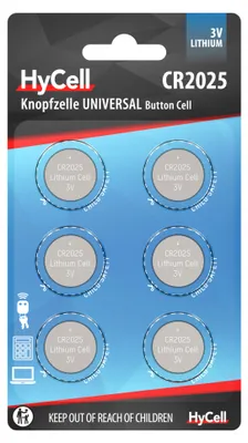 Produktbild von HyCell 6x CR2025 Batterie Lithium Knopfzelle 3V Knopfbatterien