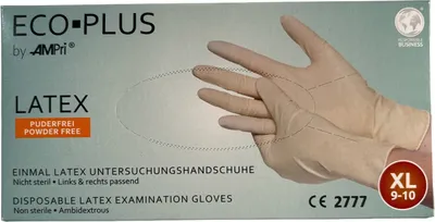Produktbild von Eco-Plus Latexhandschuh, weiß, puderfrei - XL