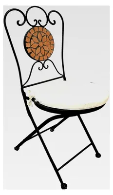 Produktbild von Mosaikstuhl Terrakotta Klappstuhl mit Stuhlpolster Beige für Innen- und Außenbereich