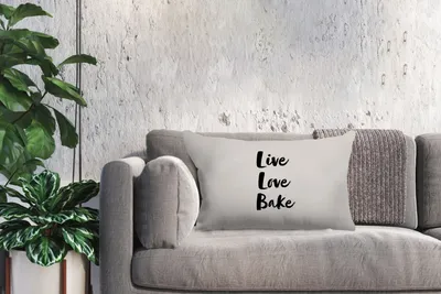 Produktbild von MuchoWow® Zierkissen Sofakissen Wohnzimmer Dekokissen 60x40 cm Zitate - Liebe - Leben Liebe Backen - Sprichwörter - Kopfkissen - Polster mit Foto