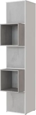 Produktbild von SMARTBett Standregal, Würfelregal  für Wohnzimmer, Kinderzimmer, Schlafzimmer und Büro |  Regal Weiss + 3 Türen und 2 Würfel Beton