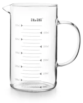 Messbecher mit Henkel, 500 ml, Borosilikatglas, spülmaschinengeeignet