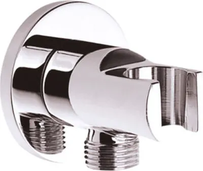 Produktbild von Wandanschlussbogen mit Brausehalter und Schlauchanschluss Messing verchromt 1/2" x 1/2"