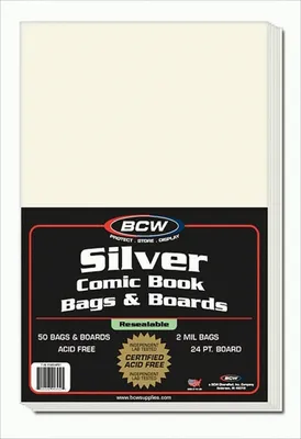 Immagine prodotto di Bcw sacchetti e cartoncini richiudibili per fumetti in argento (50 ct.)