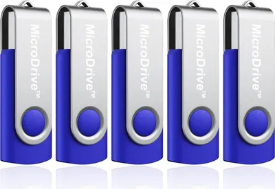 Produktbild von 5x 64GB USB 2.0 Stick Flash USB Drive Swivel USB Flashdrive Speicherstick Memorystick Farbe: Blau
