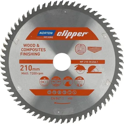 Produktbild von NORTON KREISSÄGE 210 mm x 30 mm x 64z HOLZ & VERBUNDWERKSTOFFE ATB (2,8 / 1,8)