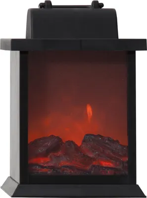 Produktbild von Kleiner LED Kamin ,Fireplace' , batteriebetriebener Deko-Kamin , Flacker-Effekt , schwarz , H 21cm