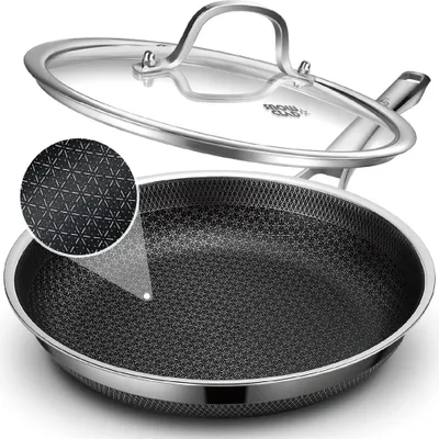 Produktbild von Sweiko Bratpfanne, 28CM Antihaft Wabenpfanne mit Deckel