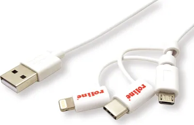 Zdjęcie produktu dla ROLINE 11.02.8329, 1 m, USB A, Micro-USB B, USB 2.0, Męska/Męska, Biały
