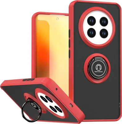 Immagine prodotto di Custodia per Realme 13 Pro/Realme 13 Pro+ 5G traslucida opaca in TPU con supporto ad anello e supporto Rosso