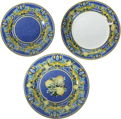Obrázek produktu pro 18dílná sada citronově modrých porcelánových talířů