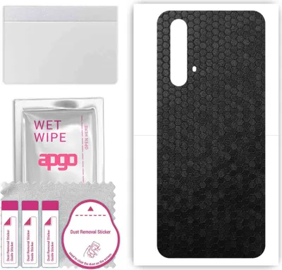 Produktbild von apgo Rückseite Schutzfolie, Skin, kompatibel mit Realme X3 SuperZoom, Hinten Displayschutzfolie aus Vinylfolie, kratzfest, einfache Montage - Schwarze Honigwabe