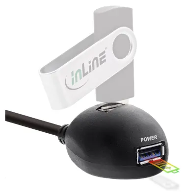 Obrázek produktu pro InLine 4043718171866, 2 m, USB A, 2 x USB A, USB 3.2 Gen 1 (3.1 Gen 1), Samec/samice, Černá