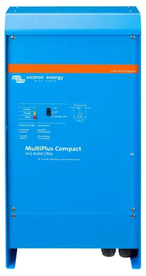 Imagen del producto de Convertidor de corriente sinusoidal de 12 voltios, con una potencia de 1600 vatios, y un cargador de batería de 80 amperios. Diseño compacto, ideal para sistemas autónomos y embarcaciones