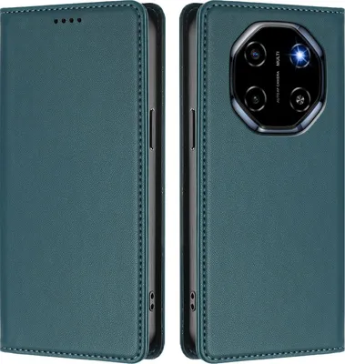 Image de Etui cuir pour Blackview Shark 6 / Oscal Tiger 8, étui magnétique en cuirPolyuréthaneavec support Vert