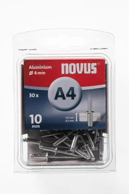 Produktbild von 30 Novus Aluminium Blindnieten Ø4 mm, 10 mm,Typ A4/10mm  Nr.: 045-0025