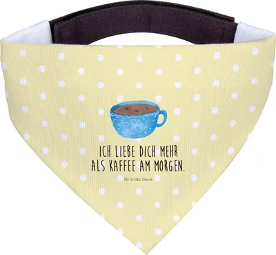 Produktbild von Mr. & Mrs. Panda Halstuch Für Hunde Kaffee Tasse - Gelb Pastell - Geschenk, Hund, Glücklich, Tuch, Liebe, Lustige Sprüche, Hundeschal, Genuss, Geschmack