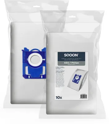 Productafbeelding van SQOON® Stofzuigerzakken  Geschikt voor Philips / AEG Standard Bag 3-D - Vervangt Model GR201S / E200S / FC8021 - 10 Stuks