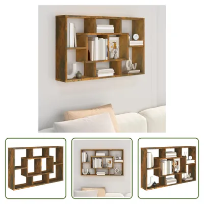 Produktbild von The Living Store Wandregal Räuchereiche 85x16x52,5 cm Holzwerkstoff