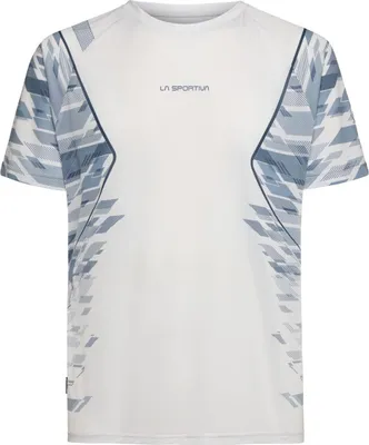 Pacer T-Shirt M von La Sportiva in Weiß mit grauem; geometrischem Muster; geeignet für Herren im Bereich Mountain Running.