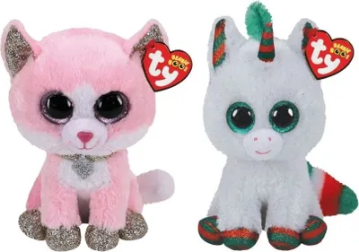 Produktbild von Ty - Stofftiere - Beanie Boo's - Fiona Pink Cat & Christmas Unicorn