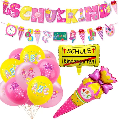 Productafbeelding van Einschulingsdecoratie Set met Banner en ABC Ballonnen